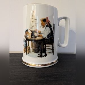 Norman Rockwell For A Good Boy Stein with Artwork and Gold Rim